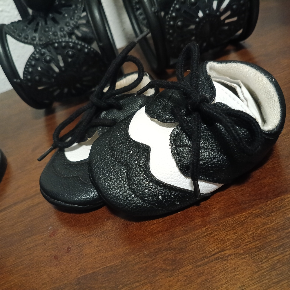 Baby Essentials Black and White Dress Shoes